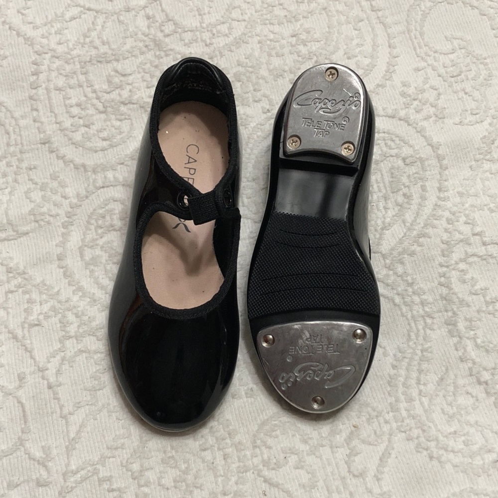 Capezio Size 10M Toddlers Black Patent Tap Shoes Mary Jane Dance Shoes